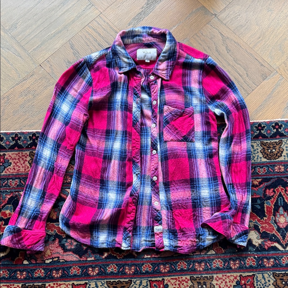 Pink, Blue and black Rails Plaid Button-Up Shirt